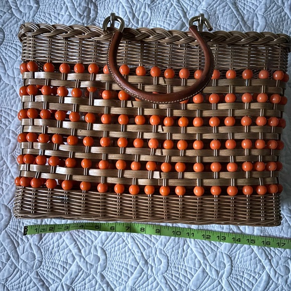 Vintage large woven and beaded tote - Picture 4 of 6